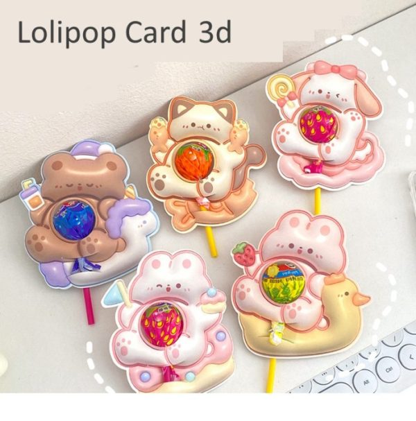 Lolipop Card Kartun Lucu 3D, Lolipop Decoration, Kartu Dekorasi Lolipo