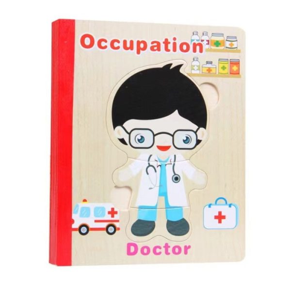 Buku mainan edukasi puzzle, Jigsaw puzzle book wooden toys