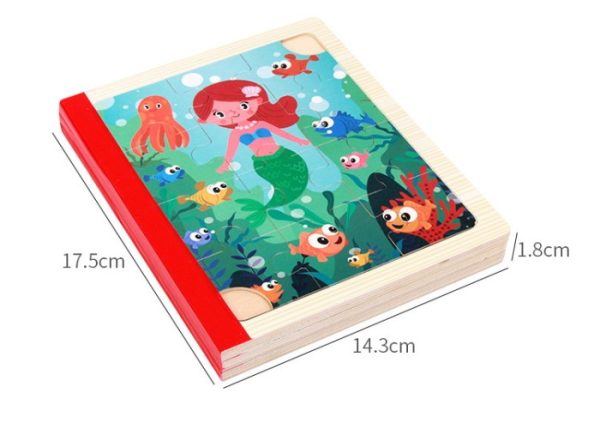 Buku mainan edukasi puzzle, Jigsaw puzzle book wooden toys - Image 3