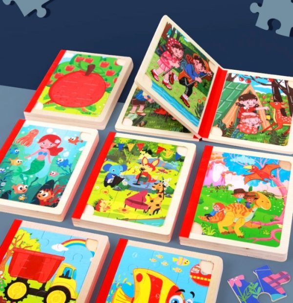 Buku mainan edukasi puzzle, Jigsaw puzzle book wooden toys - Image 5