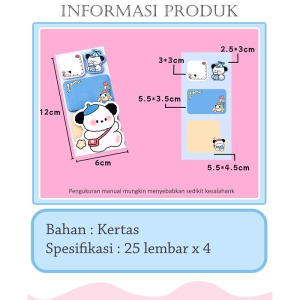 Sticky Note Kartun Lucu 4in1, Sticky Note dengan 4 bentuk berbeda - Image 2