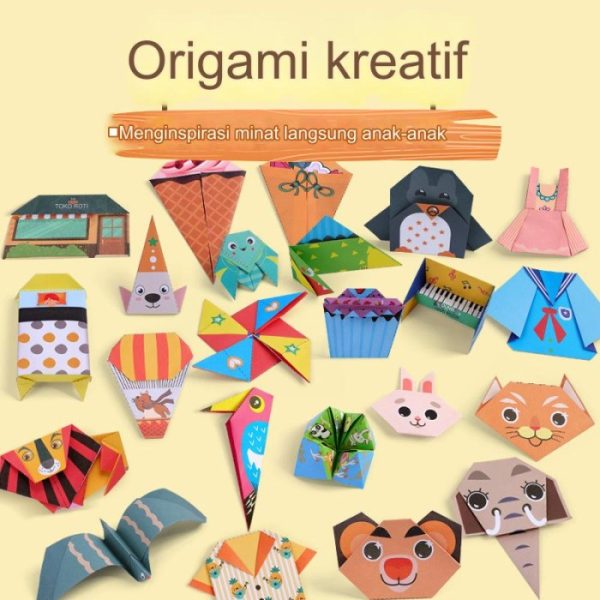 Kertas origami lipat anak, Mainan DIY lipat kertas origami gambar - Image 2