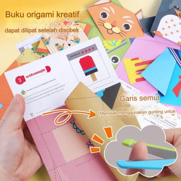 Kertas origami lipat anak, Mainan DIY lipat kertas origami gambar - Image 3