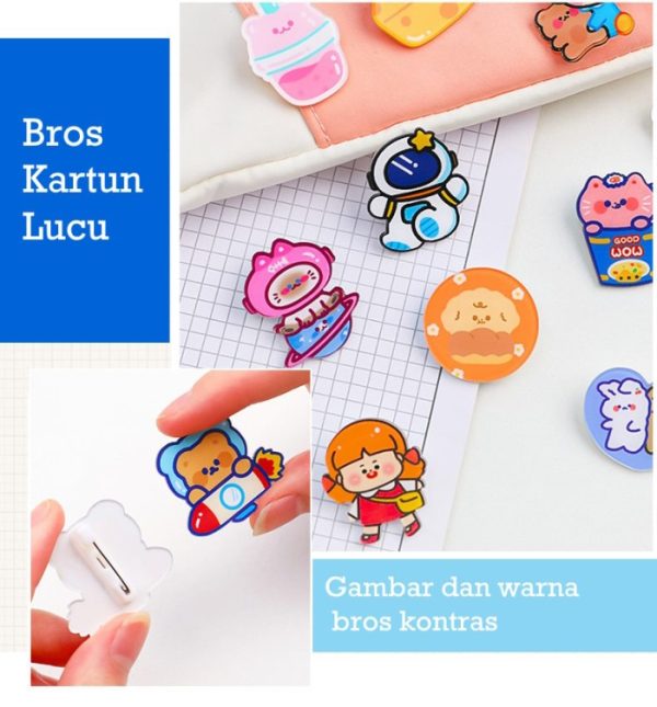 Bros Pin Akrilik Lucu Motif Kartun, Cute Pin Brooch Korean Style