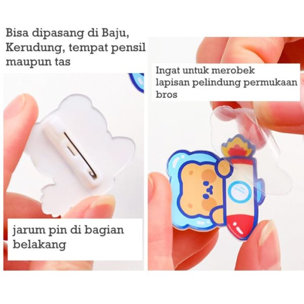 Bros Pin Akrilik Lucu Motif Kartun, Cute Pin Brooch Korean Style - Image 2