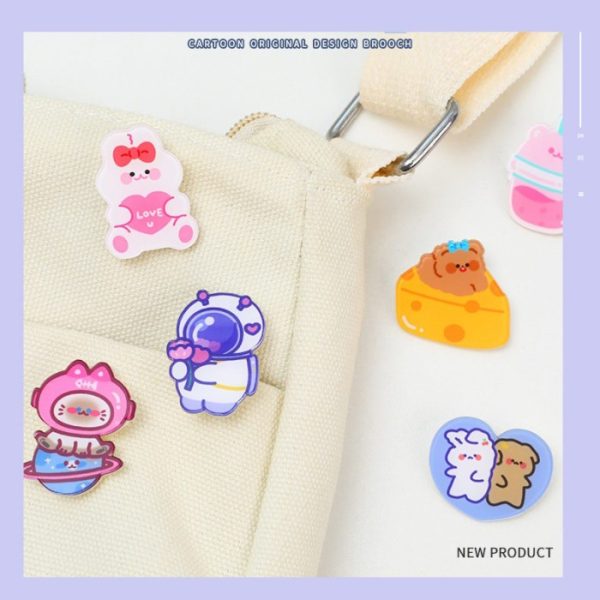 Bros Pin Akrilik Lucu Motif Kartun, Cute Pin Brooch Korean Style - Image 3