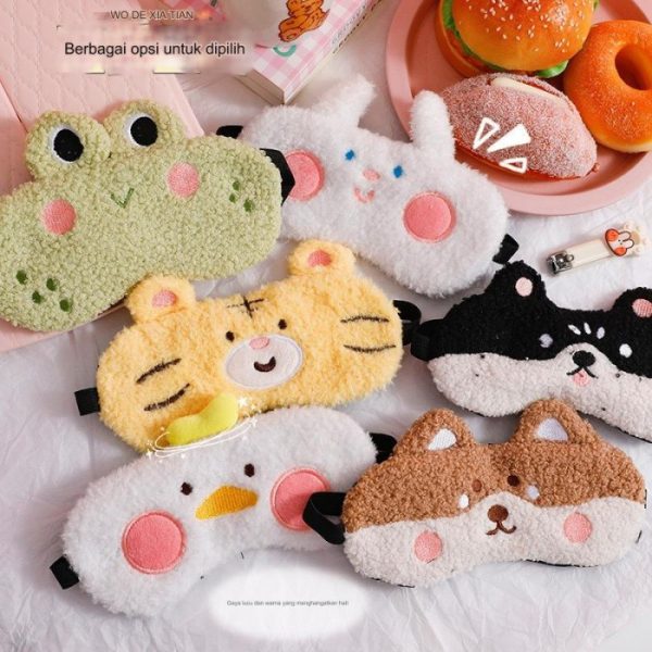 Masker mata lucu bulu halus, Masker penutup mata dengan gel pendingin