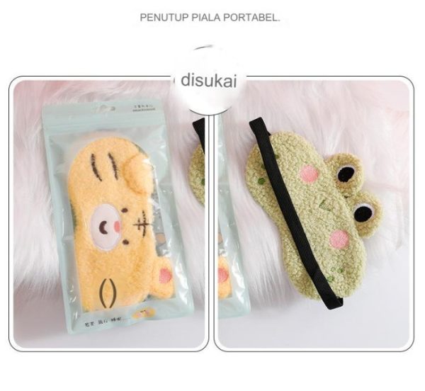 Masker mata lucu bulu halus, Masker penutup mata dengan gel pendingin - Image 2