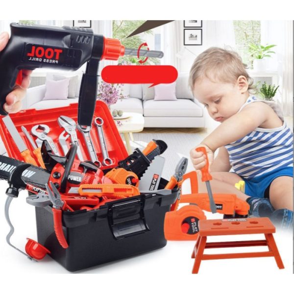 Mainan Toolbox Bor anak, Mainan pretend play construction tools, Mainan simulasi pertukangan alat tukang insinyur