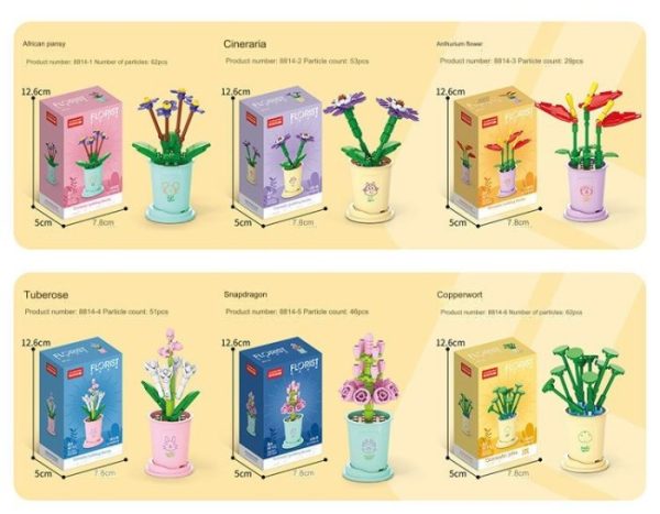 Mainan Mini Bricks Seri Bunga Pot Vase Flower, Mini Building Block 3D - Image 2