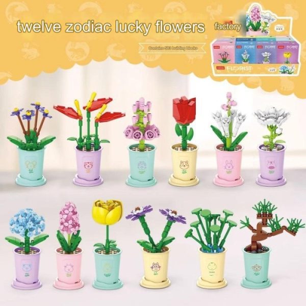 Mainan Mini Bricks Seri Bunga Pot Vase Flower, Mini Building Block 3D - Image 5