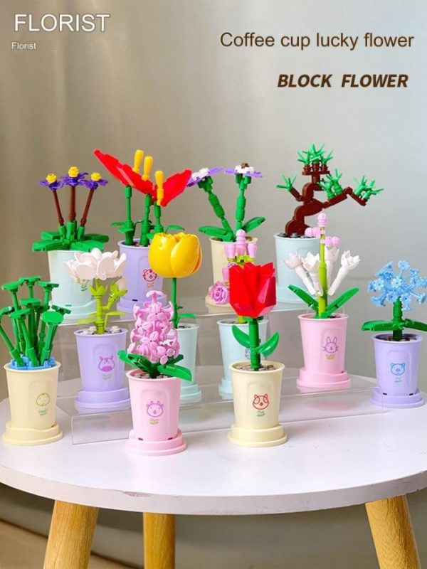 Mainan Mini Bricks Seri Bunga Pot Vase Flower, Mini Building Block 3D - Image 6