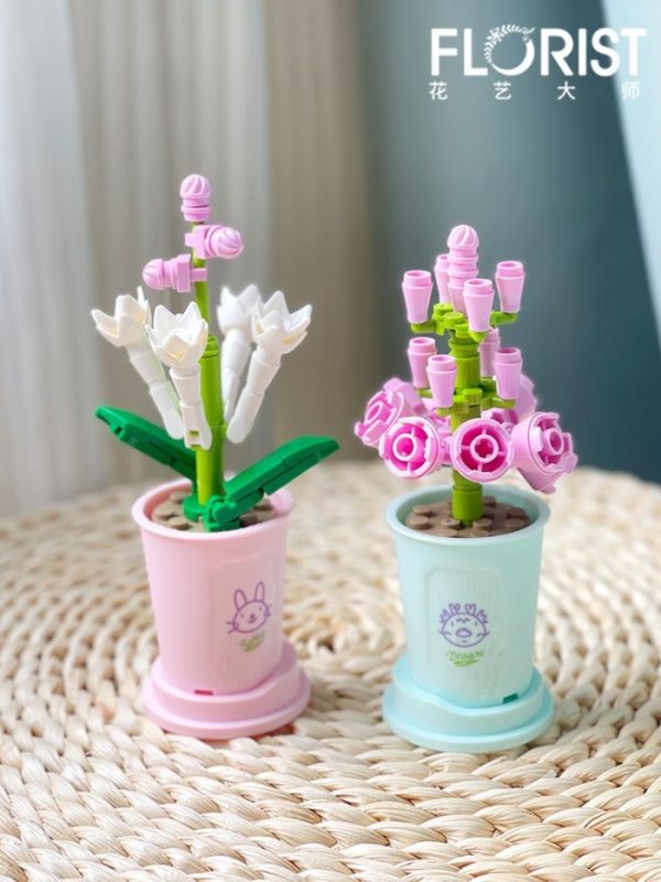 Mainan Mini Bricks Seri Bunga Pot Vase Flower, Mini Building Block 3D - Image 8