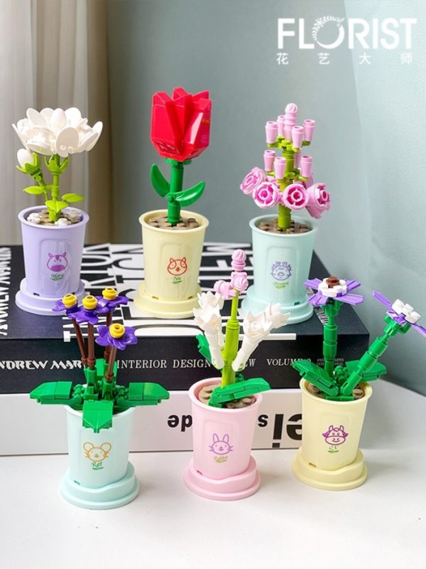 Mainan Mini Bricks Seri Bunga Pot Vase Flower, Mini Building Block 3D - Image 9