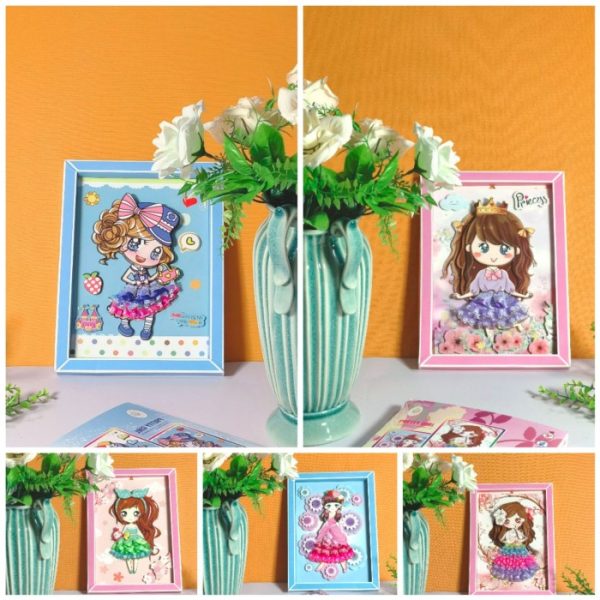 Mainan kerajinan tangan DIY tempel gaun princess 3D Frame Art and Craft Anak - Image 2