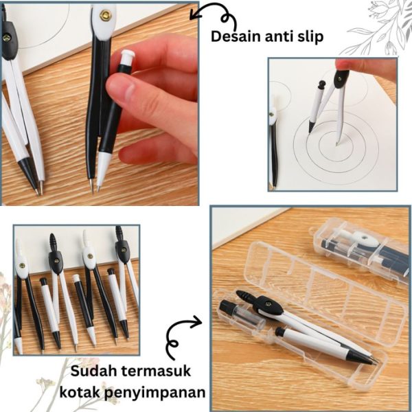 Jangka Matematika dengan pensil isi ulang, Math Compass for drawing - Image 4