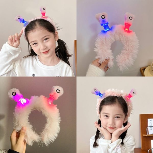 Aksesoris Rambut Bando Monster Lucu dengan LED Bercahaya, Bando Bulu - Image 4