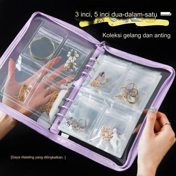 Binder organizer aksesoris perhiasaan,Organizer set zipper penyimpanan