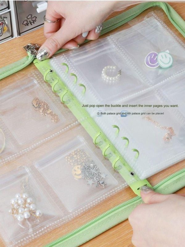 Binder organizer aksesoris perhiasaan,Organizer set zipper penyimpanan - Image 5