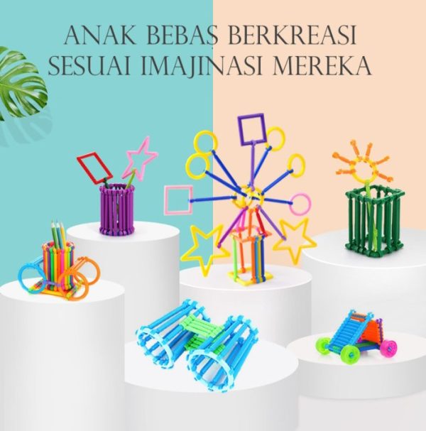 Mainan Susun Wisdom Stick, Mainan Edukasi Susun Stick Banyak Bentuk - Image 2