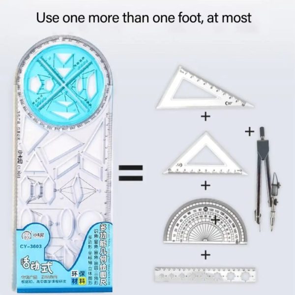 Penggaris Gambar Geometri Multifungsi Putar,Rotary Multifunction Ruler - Image 3