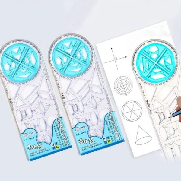 Penggaris Gambar Geometri Multifungsi Putar,Rotary Multifunction Ruler - Image 5