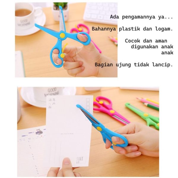 Gunting Anak, Gunting Pengaman Anak, Gunting Plastik dan Stainless, Pemotong Kertas dengan pengaman - Image 5