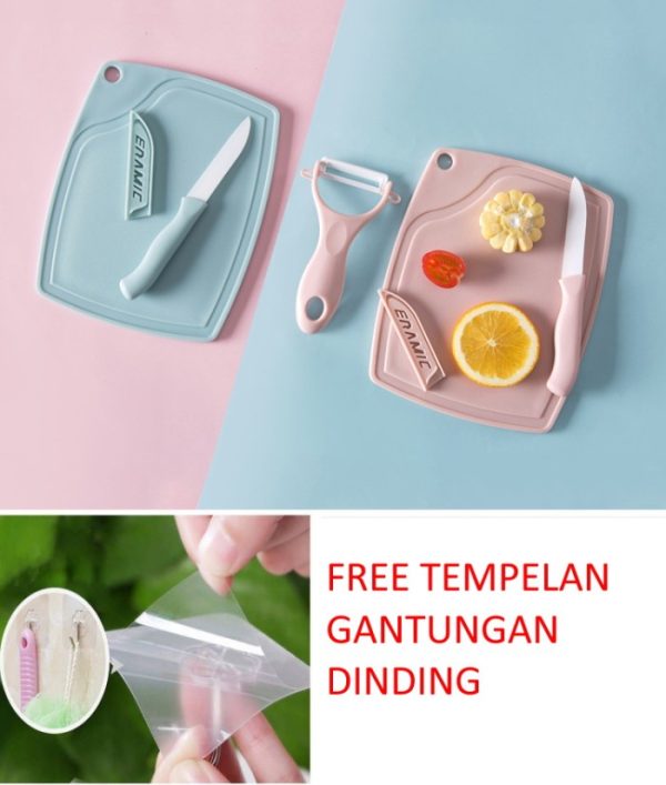 Talenan pealer pisau keramik 3 in 1, Alat dapur mini 3 in 1 set - Image 2