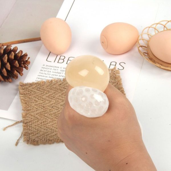 Mainan squishy stress ball telur rebus telur mata sapi, Fake food boiled egg - Image 2