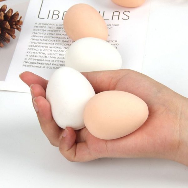 Mainan squishy stress ball telur rebus telur mata sapi, Fake food boiled egg - Image 4