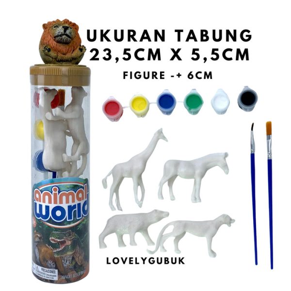 Mainan mewarnai action figure DIY art and craft bentu tabung animal