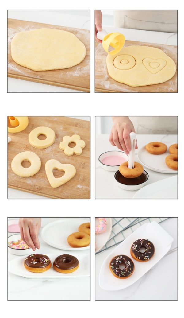 Cetakan donat bentuk bulat bunga hati, Doughnut mold - Image 3