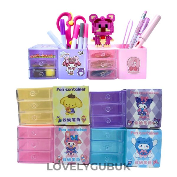 Tempat ATK Laci mini kuromi cinnamoroll lucu, Mini Drawer, Laci kecil tempat aksesoris, Mini storage pen holder