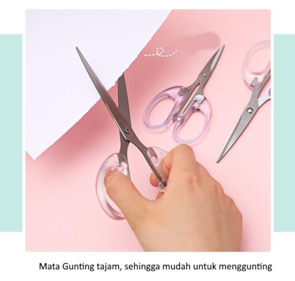 Gunting kertas transparan, Gunting Scrapbook, Gunting Kertas Aesthetic, Gunting gagang transparant - Image 3