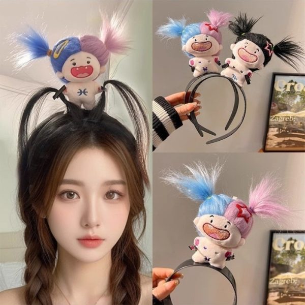 Aksesoris Rambut Bando Boneka jepit rambut monster, Bando boneka rambut warna warni monster gigi lucu - Image 2