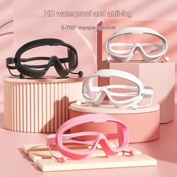 Kacamata renang dewasa, Kacamata polos anti fog big frame, Swimming goggles wide glass