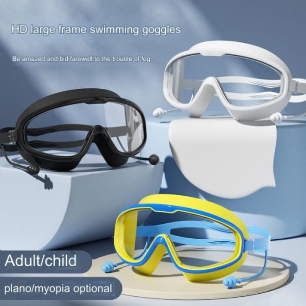 Kacamata renang dewasa, Kacamata polos anti fog big frame, Swimming goggles wide glass - Image 2