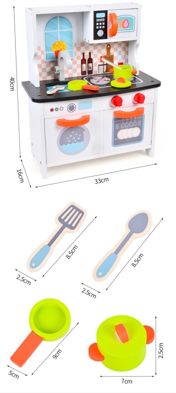 Mainan dapur kayu pretend play anak, Mini Kitchen play set - Image 2