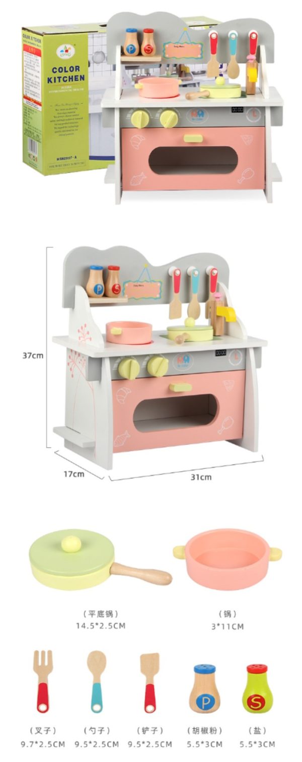 Mainan dapur kayu pretend play anak, Mini Kitchen play set - Image 3