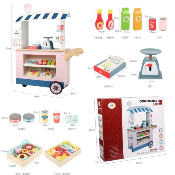 [KHUSUS BATAM] Mainan market kayu pretend play anak, Wooden market stand ice cream fruits - Image 2