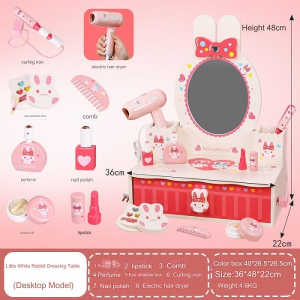 Mainan meja rias kayu pretend play anak, Mini Makeup dressing table play set - Image 3