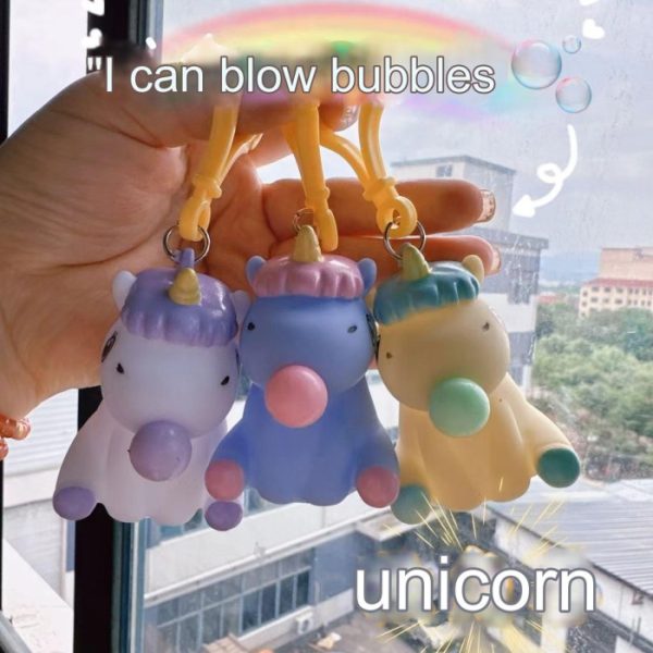 Gantungan kunci unicorn tiup balon, Mainan blow bubbles unicorn