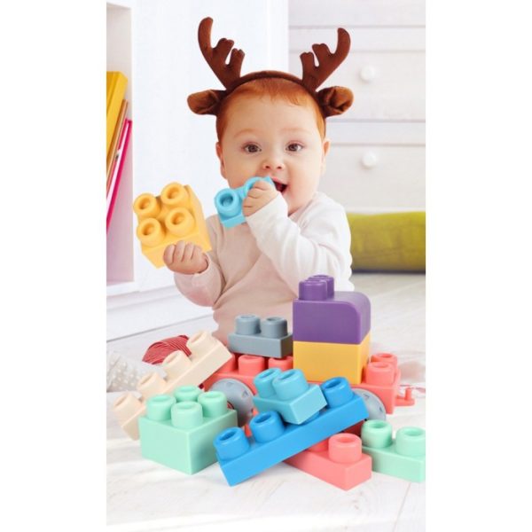 Soft rubber building blocks, Mainan balok lentur bayi gigit 50 80 pcs - Image 2