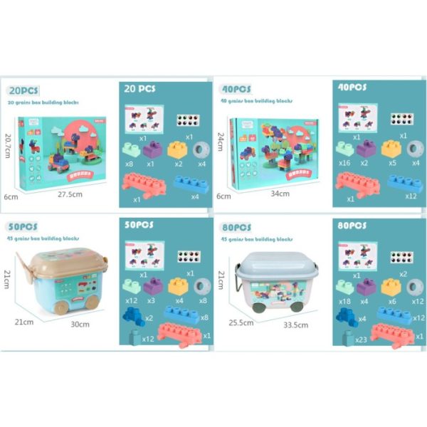 Soft rubber building blocks, Mainan balok lentur bayi gigit 50 80 pcs - Image 4