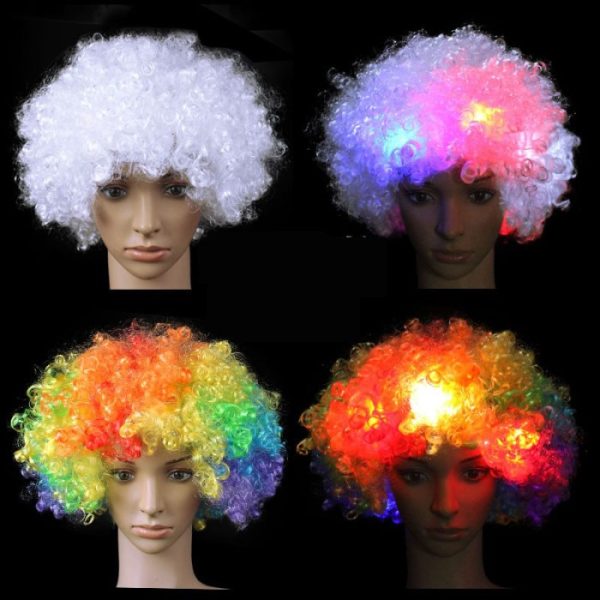 Aksesoris Rambut Palsu Model Kribo LED, Wig Punk / Jengger untuk Pesta