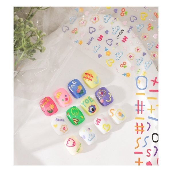 [LOGU] [1] Stiker kuku muncul 3D 5D lucu, Nail Art Sticker Nikah Acara Lucu - Image 3