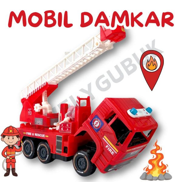 Mainan Truk Crane Sirene Damkar Derek Dump Excavator Kontruksi KGP8099 8071 - Image 2