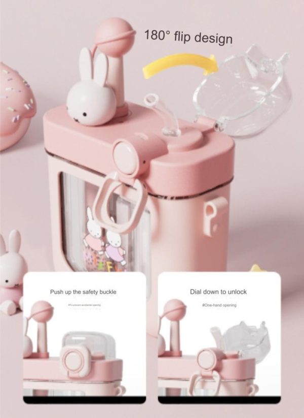 [HANYA BATAM] Botol minum miffy bunny 2 wadah anak, Botol minum sedotan tuang 2 in 1 kartun lucu - Image 4