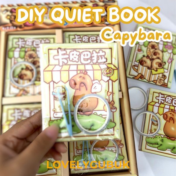 Mainan kerajinan tangan DIY art paper doll, DIY Mini Busy quite book Capybara - Image 4