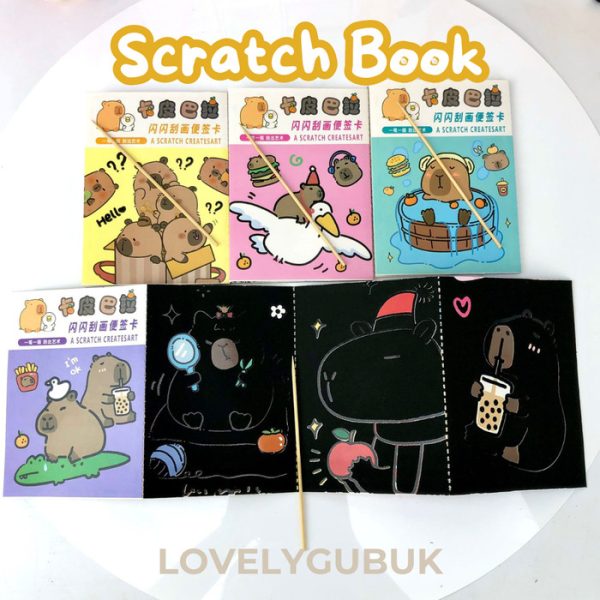 Mainan DIY scratch capybara gambar, Mainan gosok gambar warna warni - Image 4